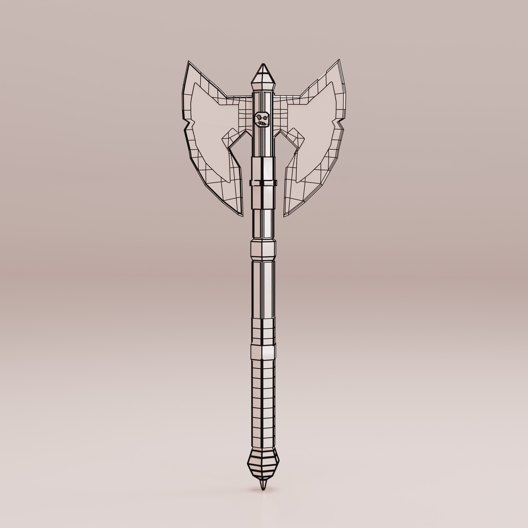 Double-Bladed Battle Axe Optimized for Performance Low-poly 3D model_14
