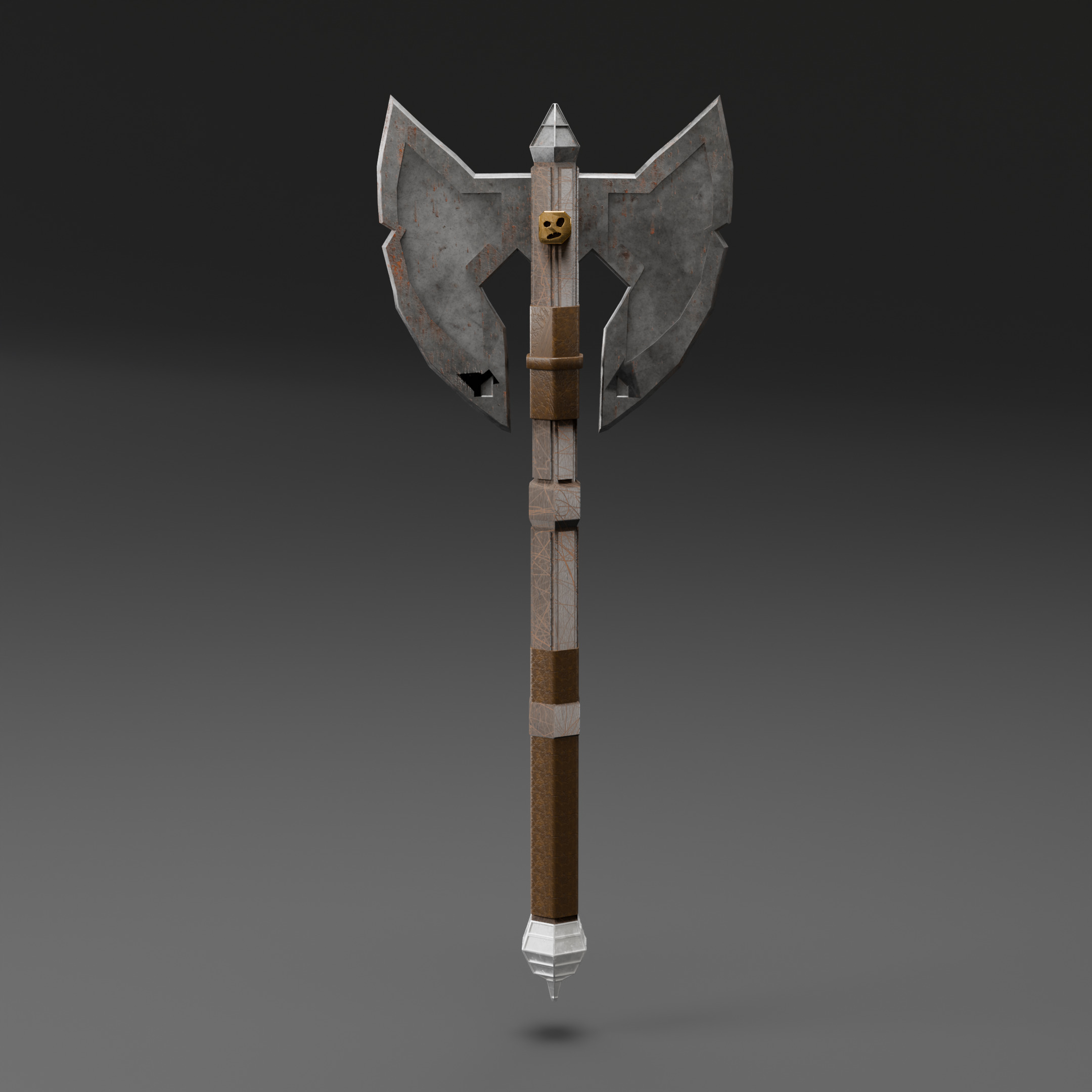 Double-Bladed Battle Axe Optimized for Performance Low-poly 3D model_10