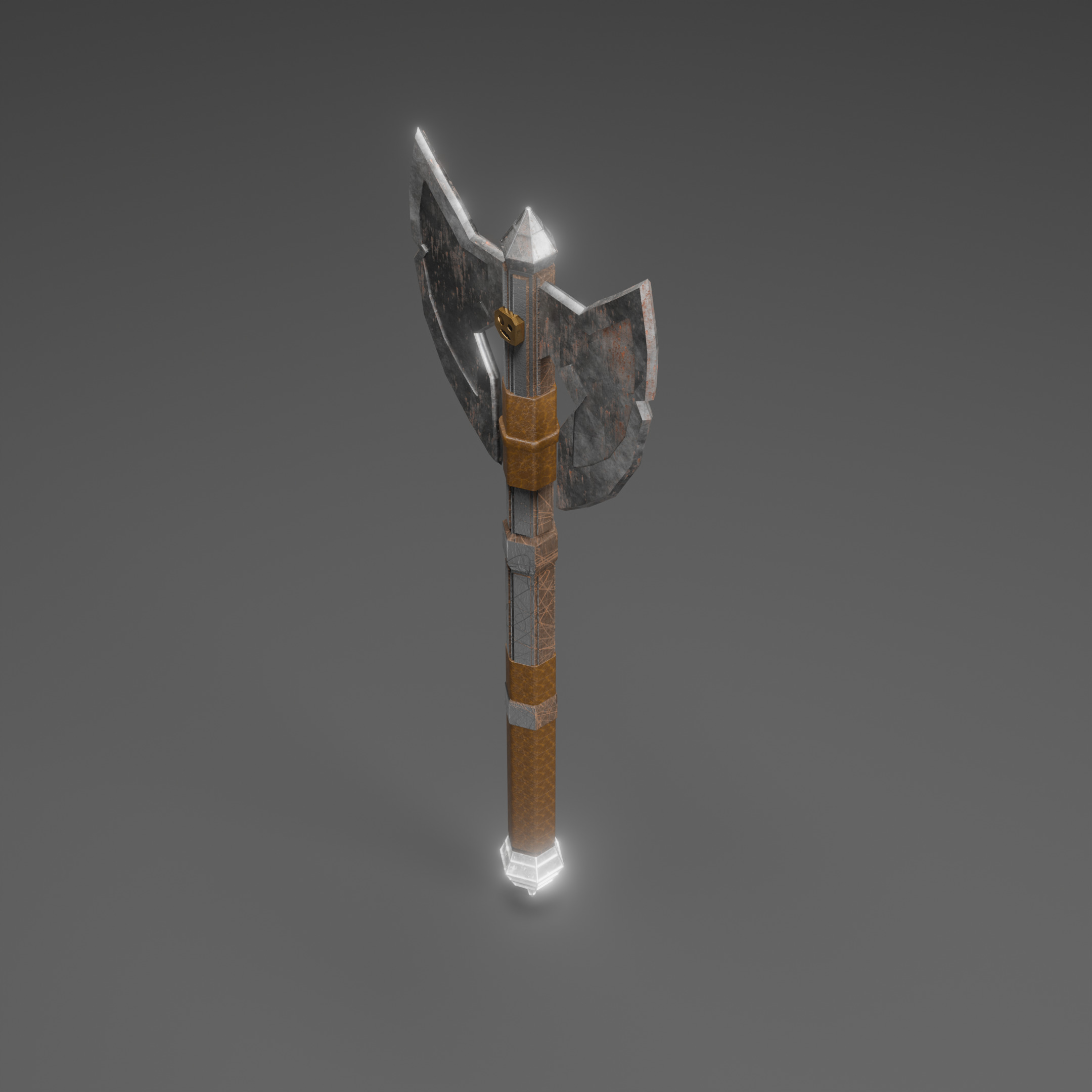 Double-Bladed Battle Axe Optimized for Performance Low-poly 3D model_19