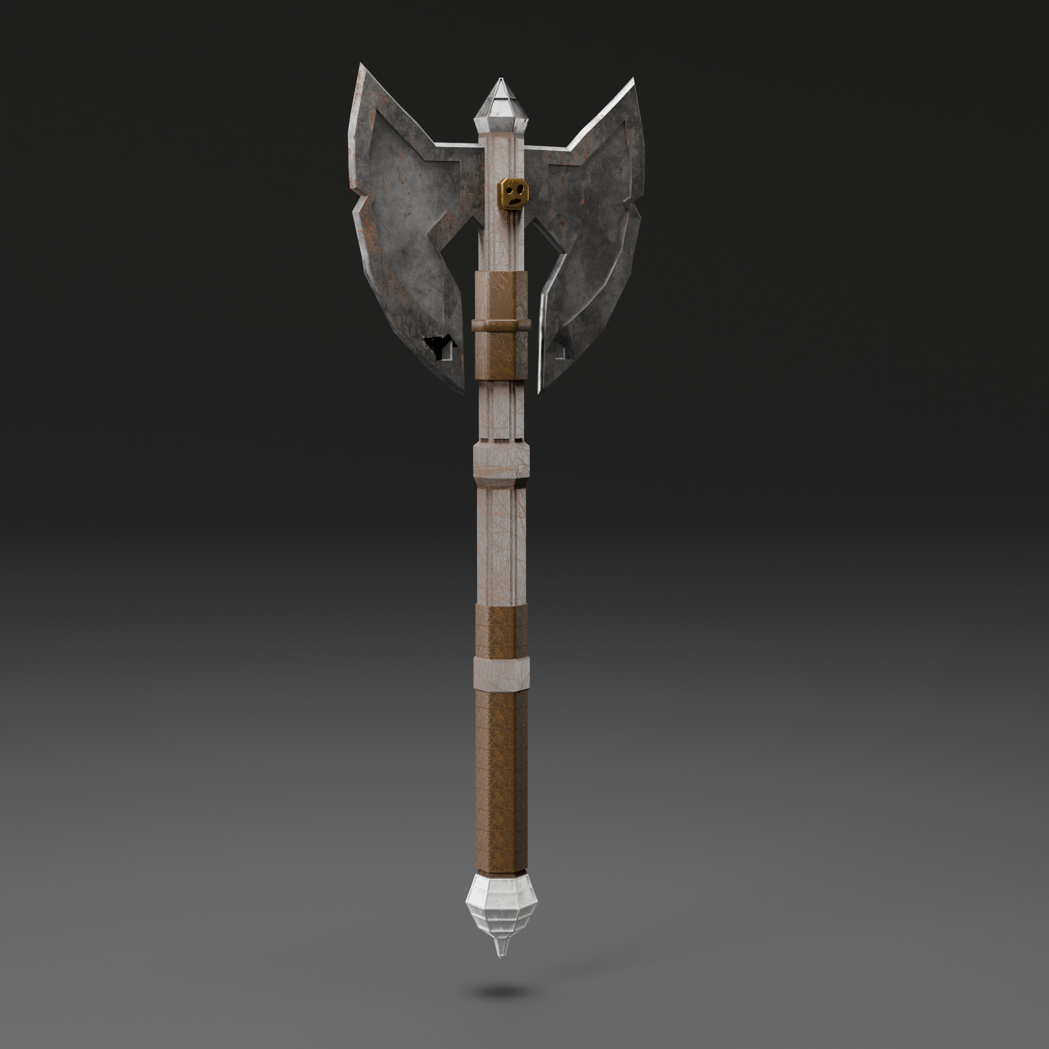 Double-Bladed Battle Axe Optimized for Performance Low-poly 3D model_9