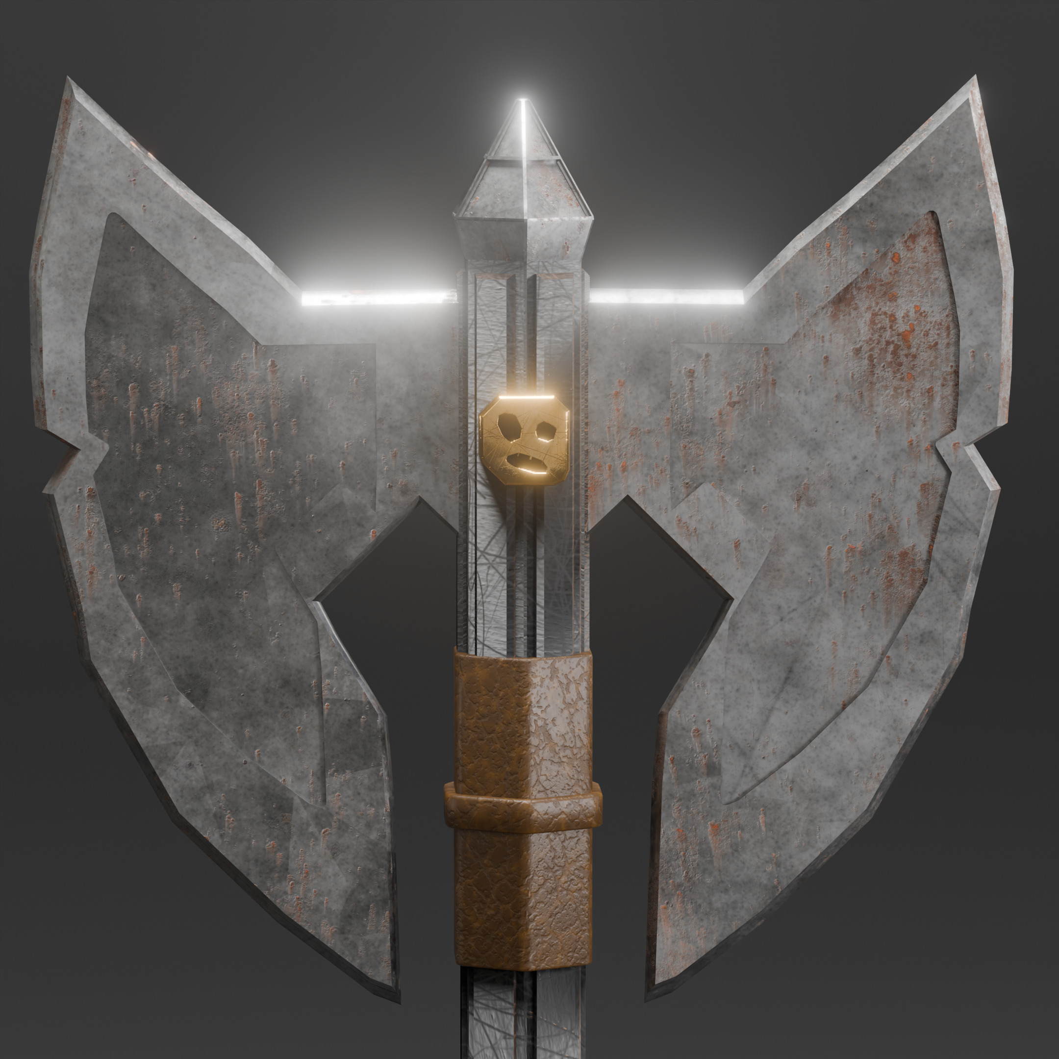 Double-Bladed Battle Axe Optimized for Performance Low-poly 3D model_1