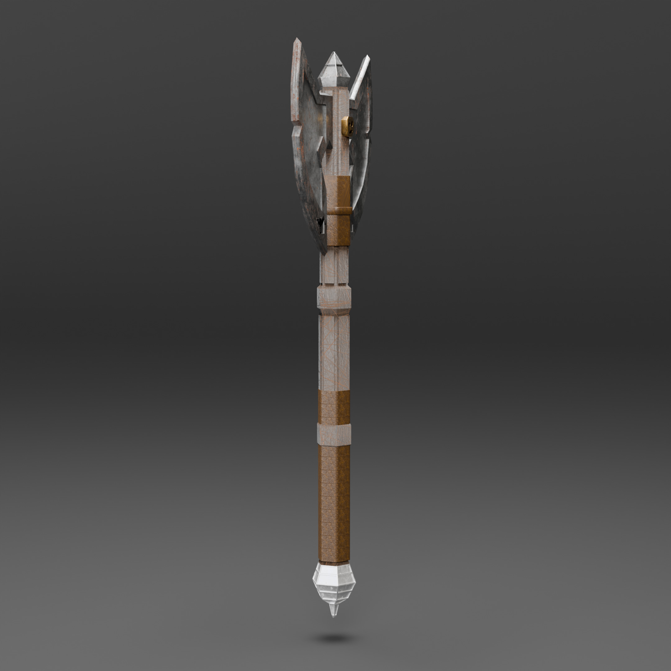 Double-Bladed Battle Axe Optimized for Performance Low-poly 3D model_7