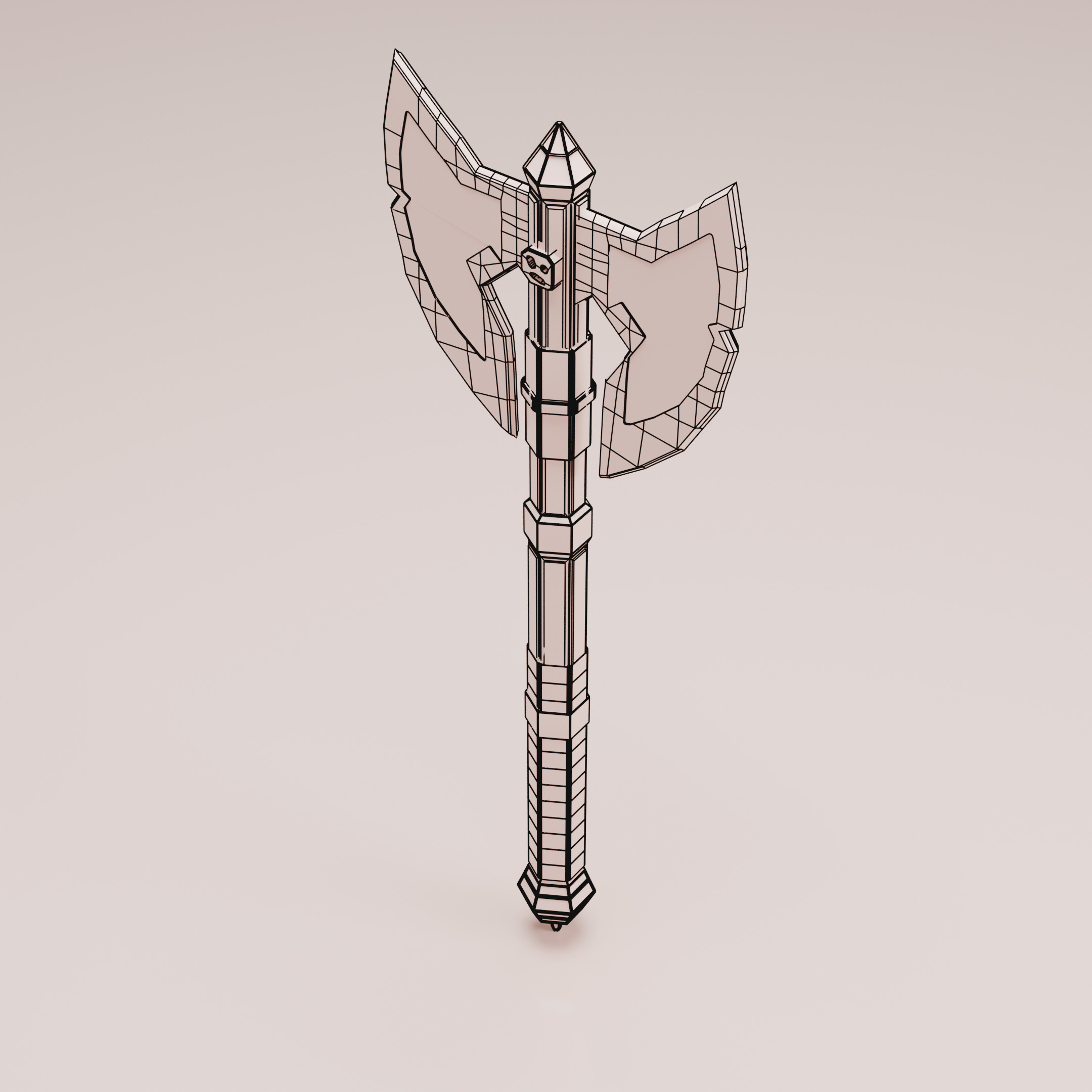 Double-Bladed Battle Axe Optimized for Performance Low-poly 3D model_17