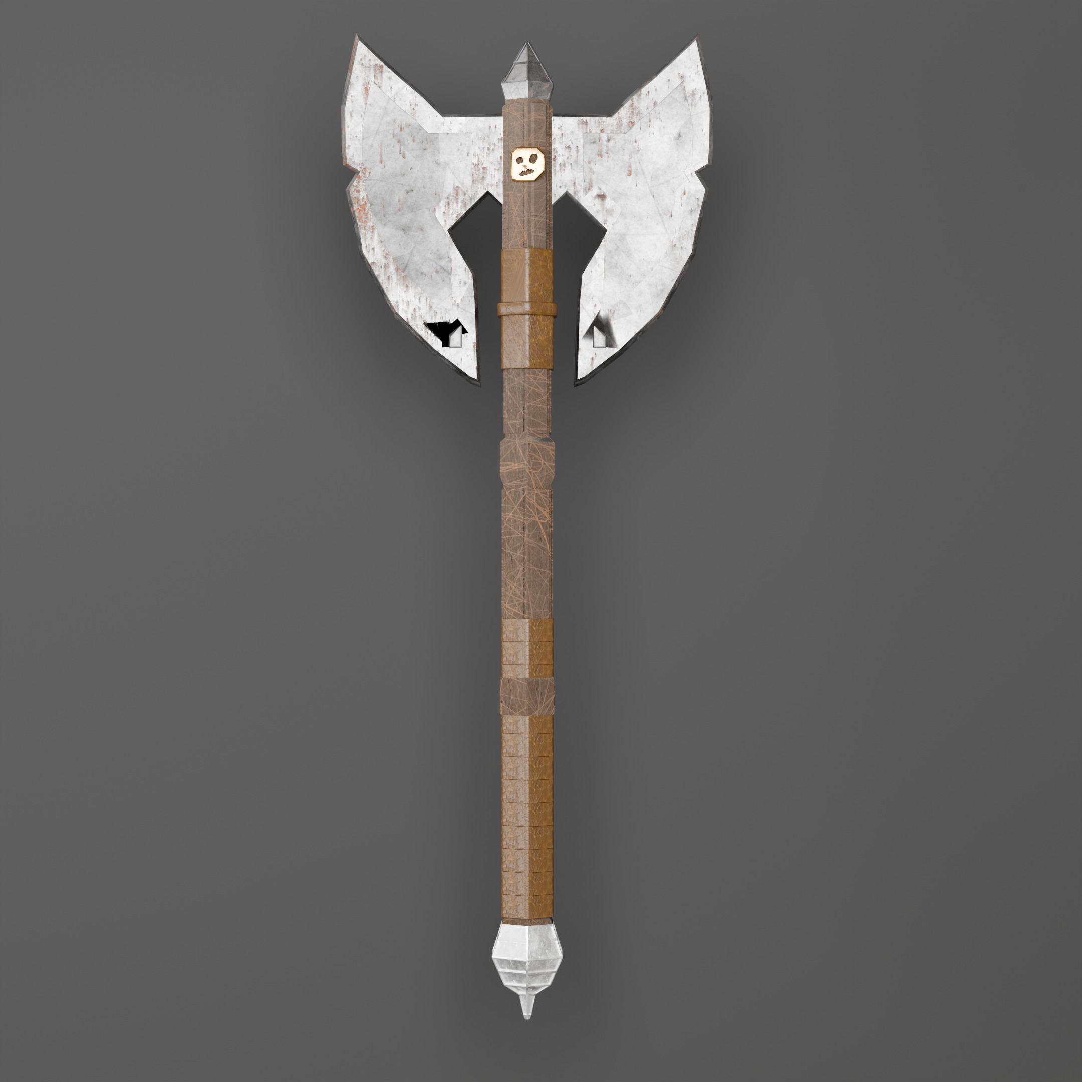 Double-Bladed Battle Axe Optimized for Performance Low-poly 3D model_12