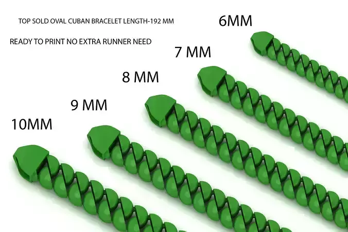 5 SET Oval CUBAN BRACELET READY TO PRINT FULL BRACELET  3D Model Collection