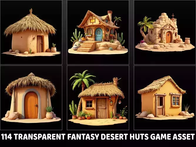 114 Transparent Fantasy Desert Hut Game Asset