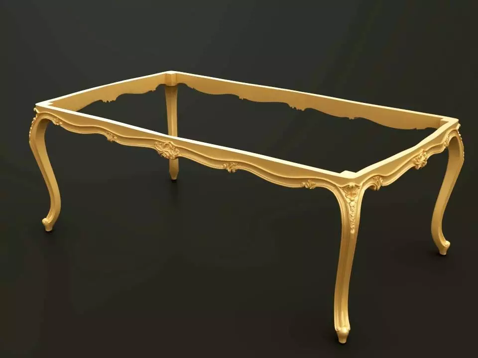Classic Baroque Style Wooden Table Base for CNC 3D model_0