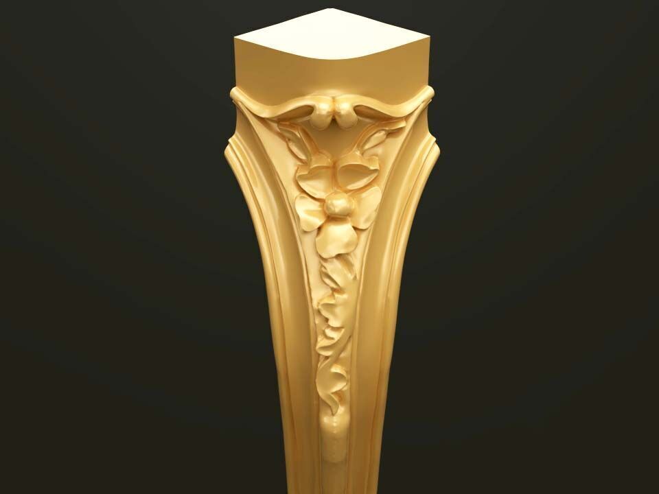Classic Baroque Style Wooden Table Base for CNC 3D model_1