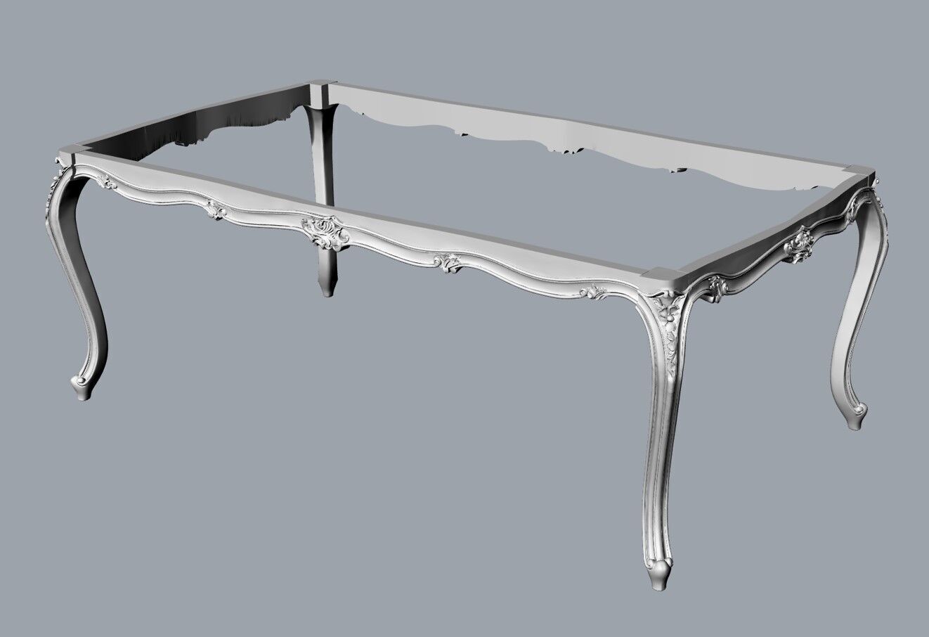 Classic Baroque Style Wooden Table Base for CNC 3D model_4