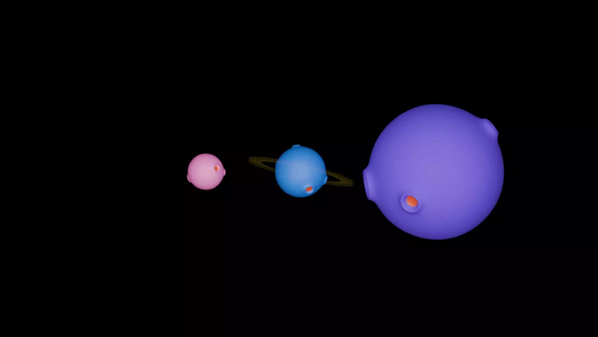 Three Cartoon-style Animated Planets Free 3D model