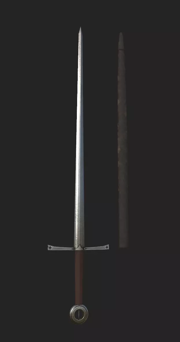 Celtic Longsword Low-poly 3D model_0