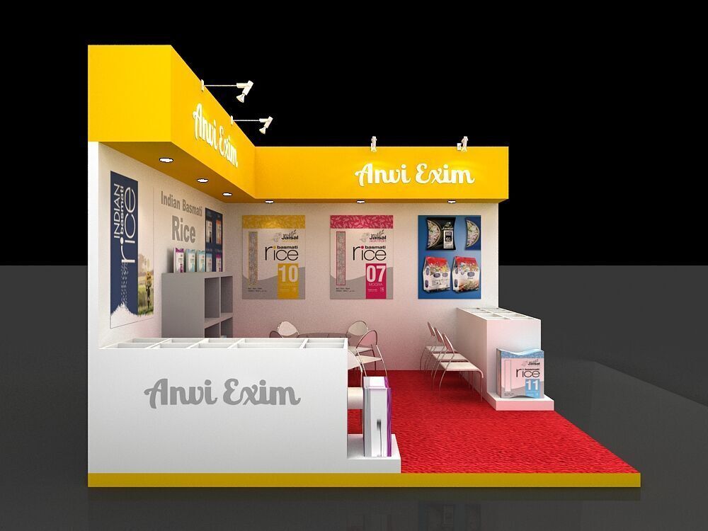 4 mtr x 4 mtr 2 side open exhibition stands 3D print model_1