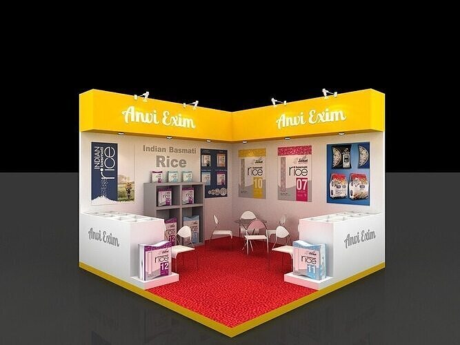 4 mtr x 4 mtr 2 side open exhibition stands 3D print model