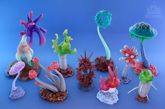 Mushrooms Set - 2 3D print model