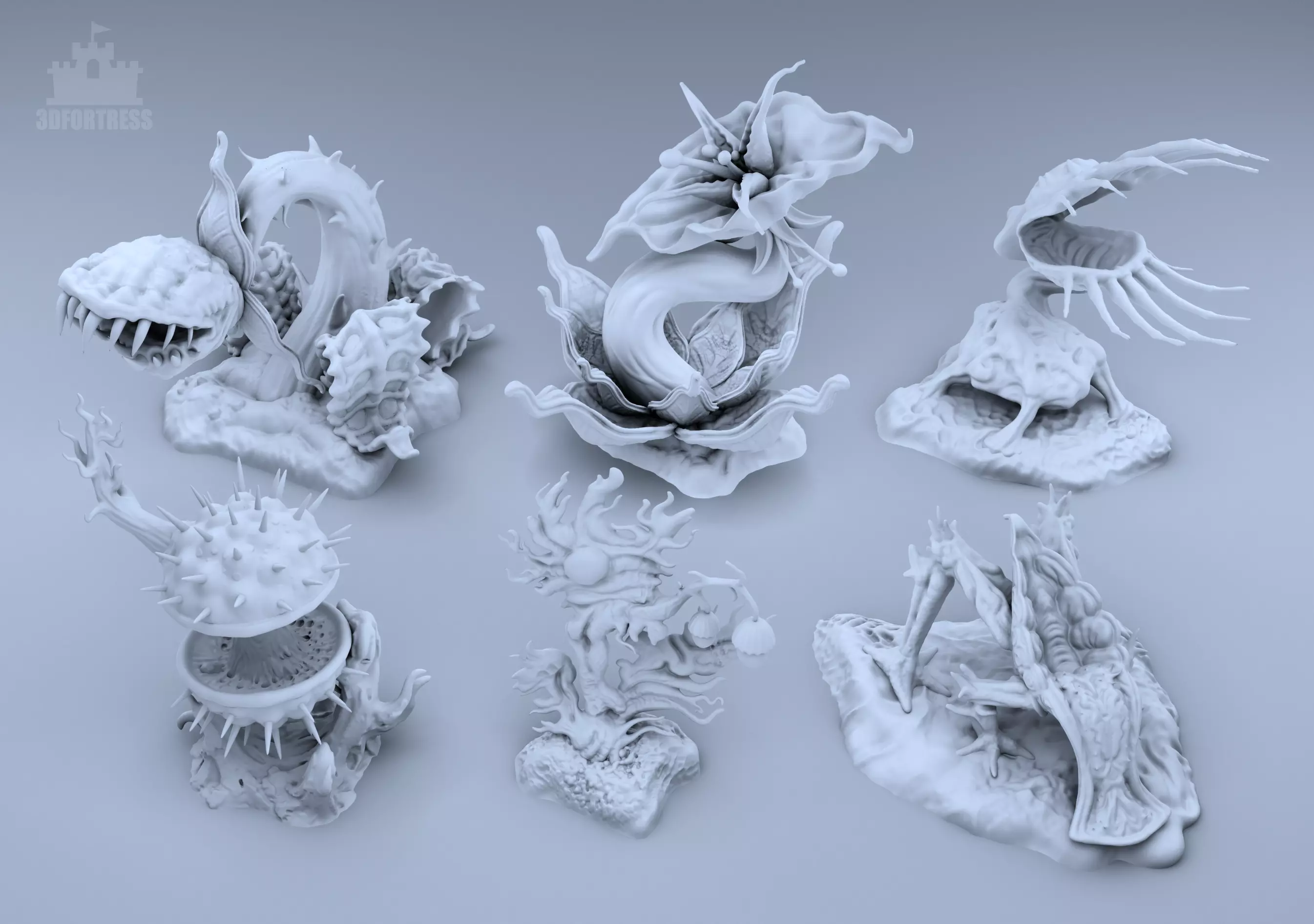 3 Alien plants - set 3 3D print model_0