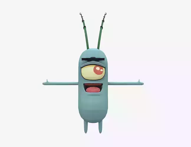 Plankton Spongebob Rigged  walking Low-poly 3D model