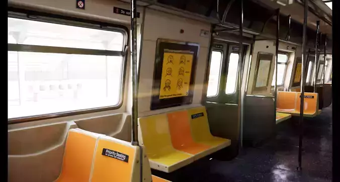NYC Subway Car and Station PBR Low-poly 3D model
