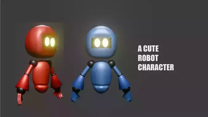 Cute Robot 3d model  Low-poly 3D model