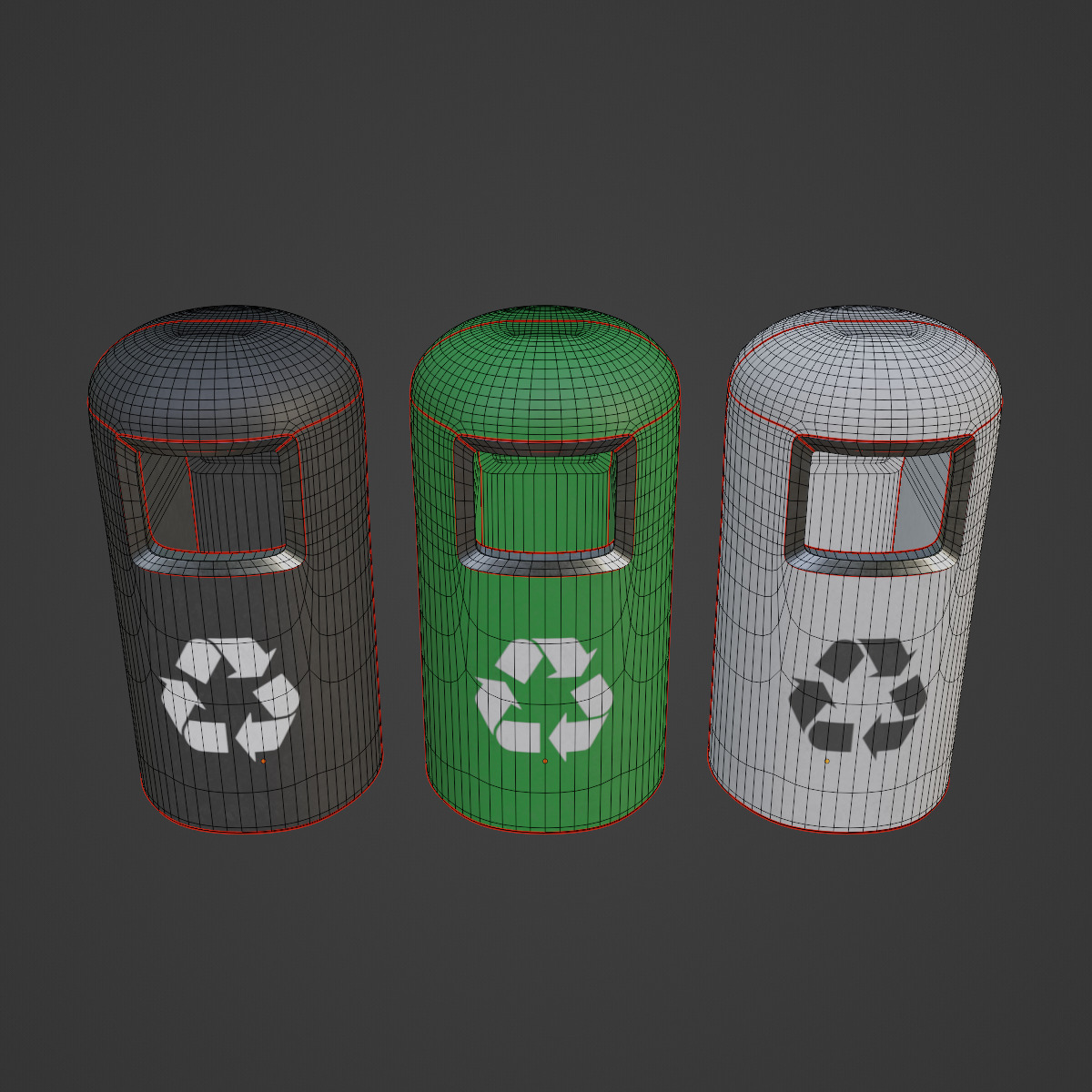 Trashbin 04 Low-poly 3D model_7