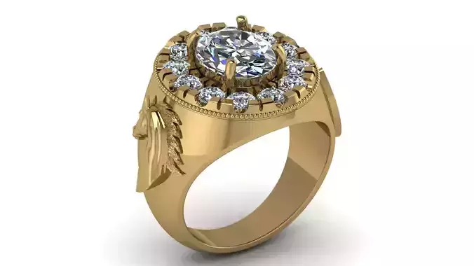 Mens Ring Champion oval horse ring 3dm stl printable model