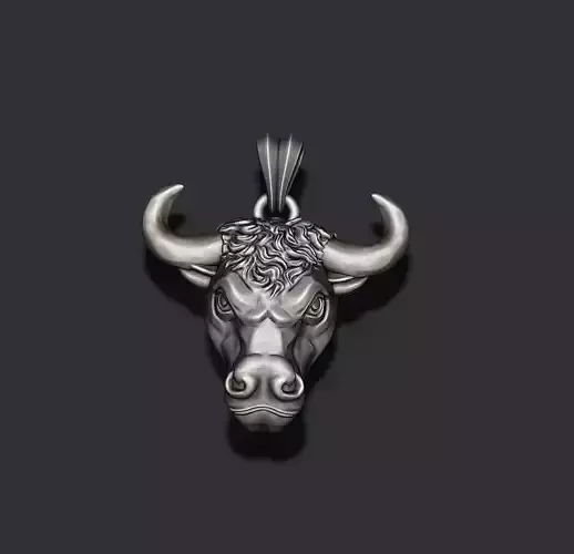 Bull head basrelief pendant 3D print model