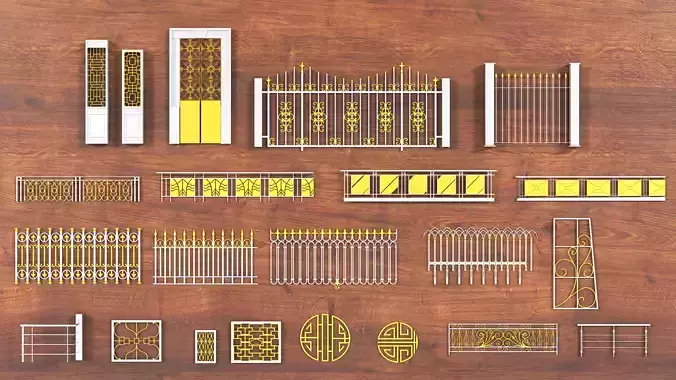 Building Facade Collection 22 pieces 3D model