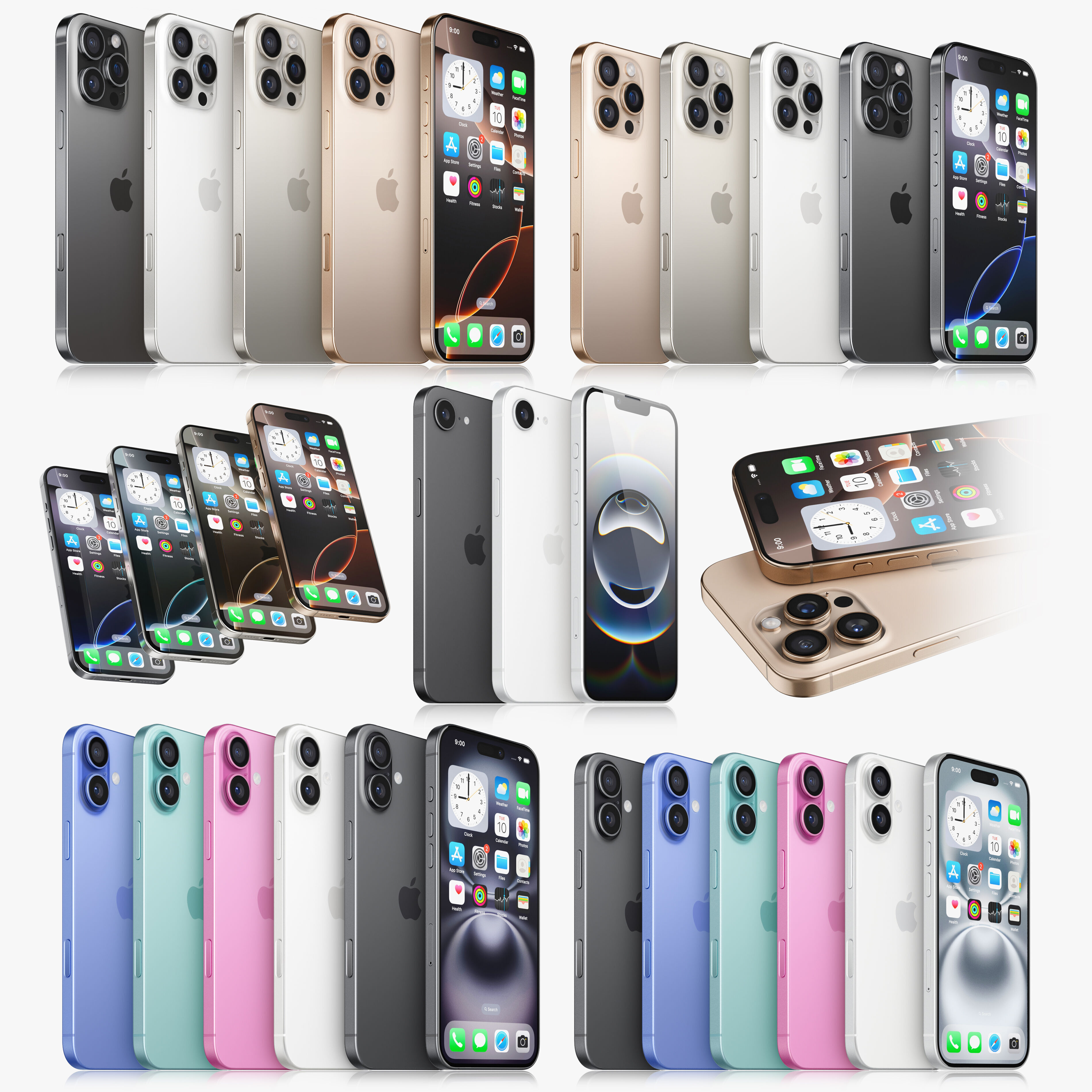 Apple iPhone 16 Collection All colors 3D model_1