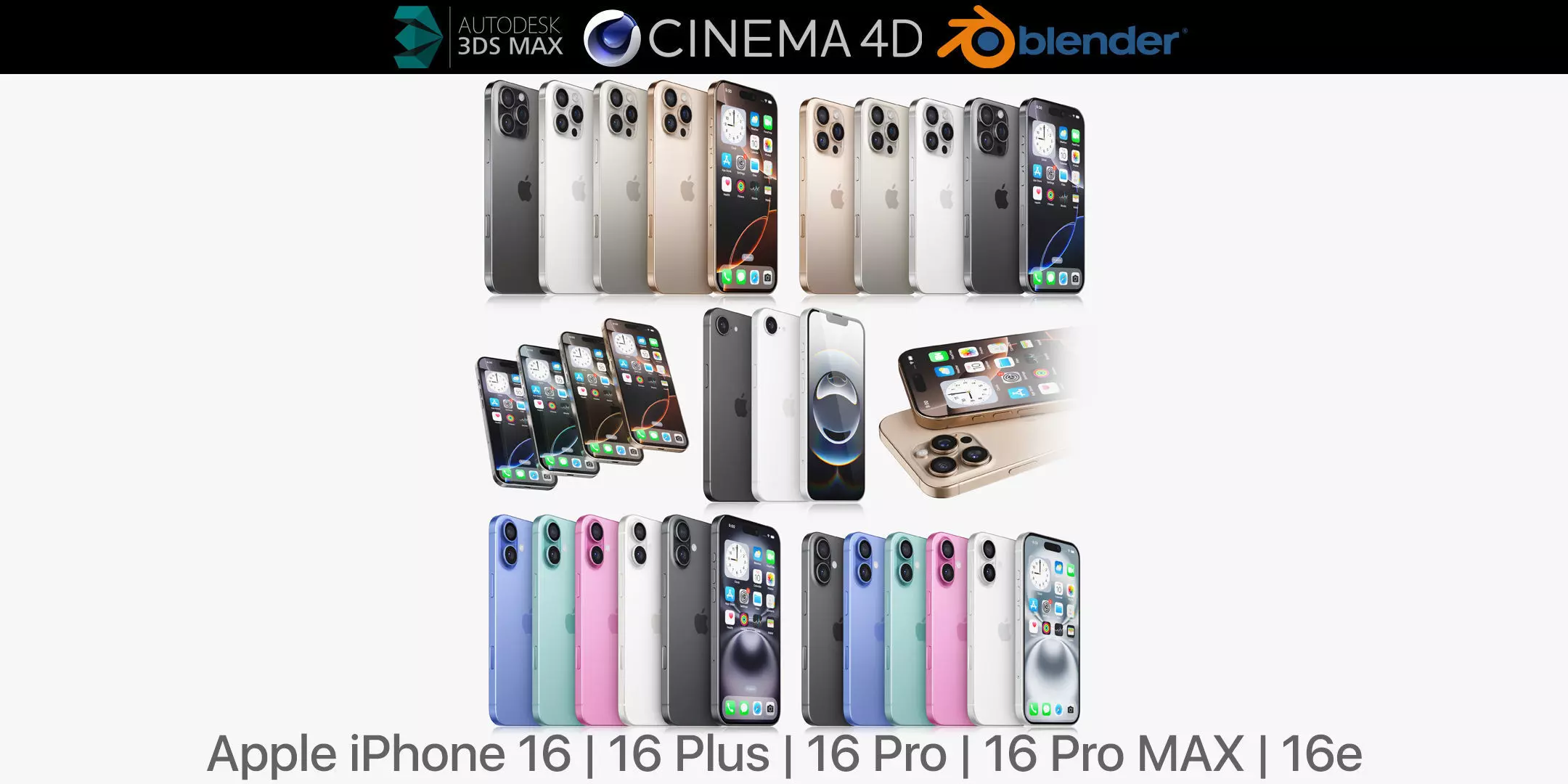 Apple iPhone 16 Collection All colors 3D model_0