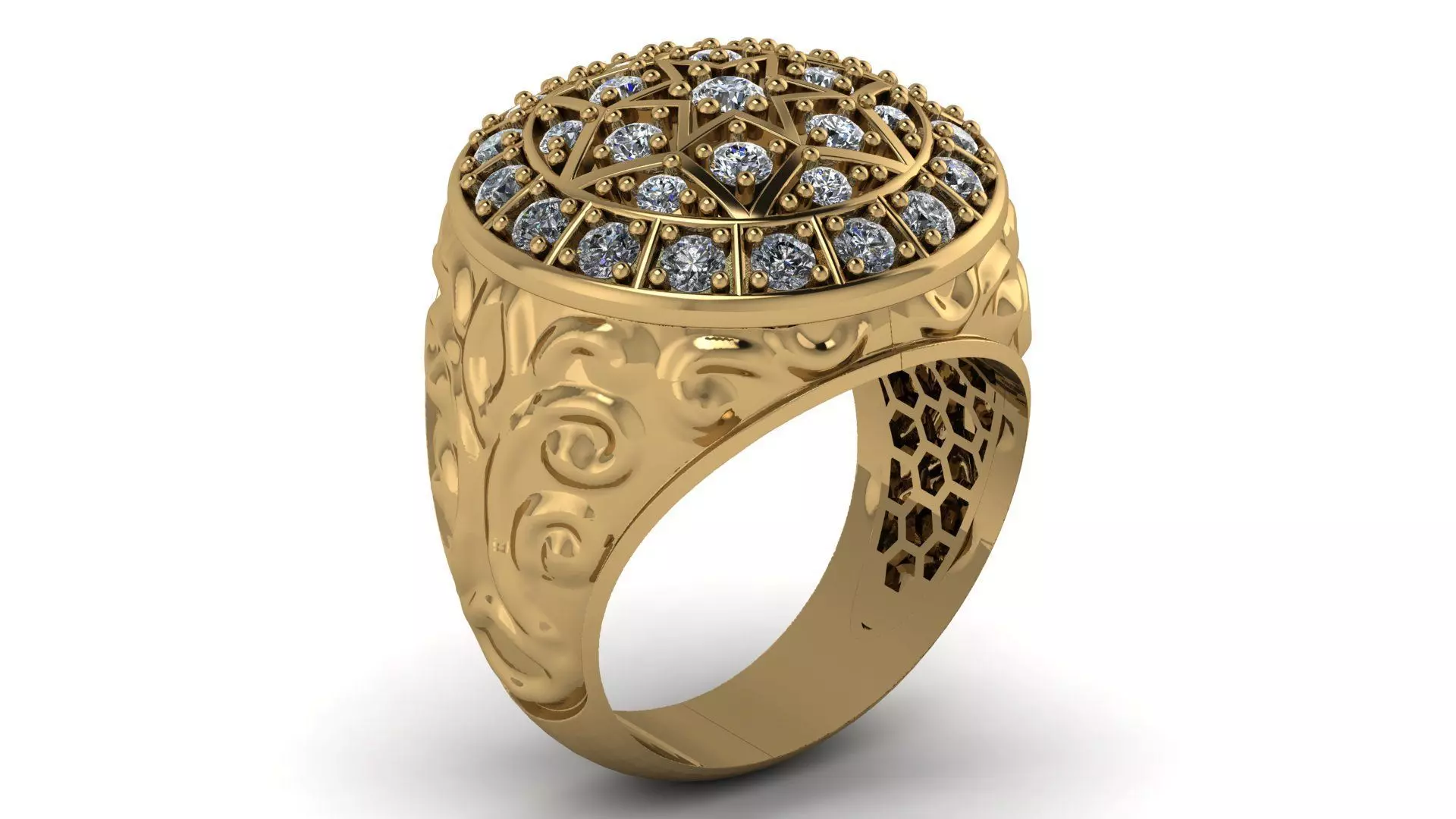 Ring003 Printable model hollow with underplate ring resizeable 3D print model