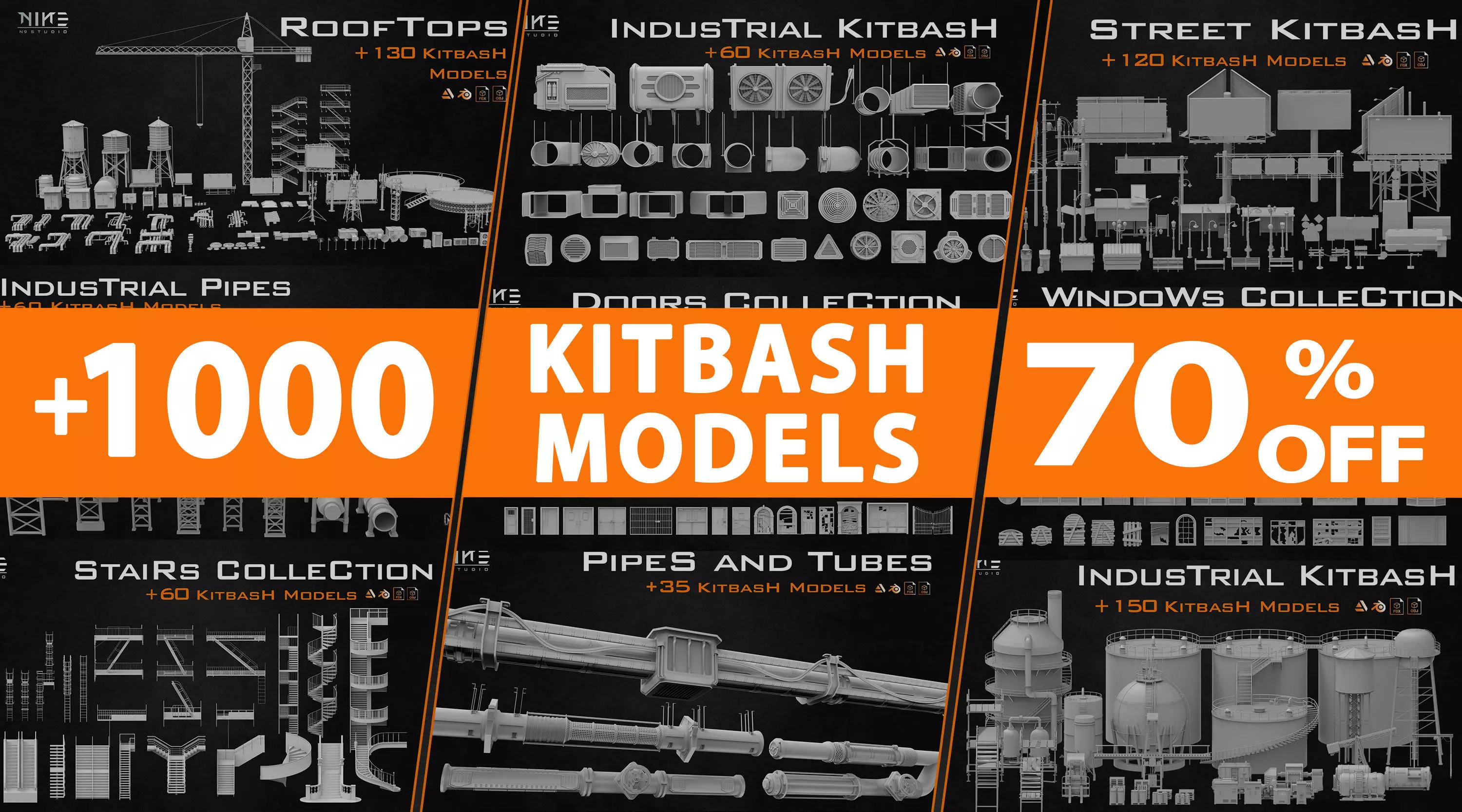 Kitbash Models 3D Model Collection_0