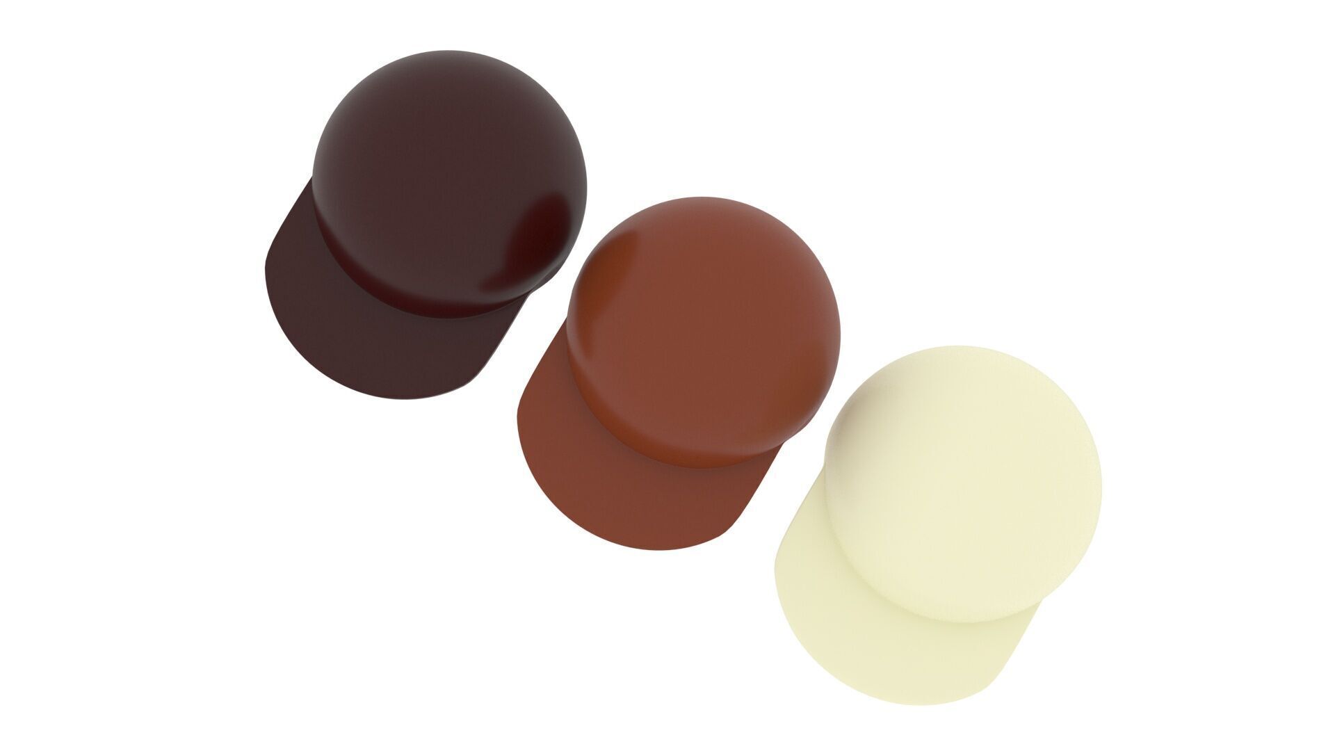 Chocolate Lego Caps Set 3D model_1