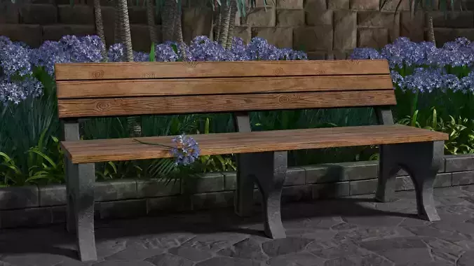 Nr-05 Bench Wood and Concrete 3D model