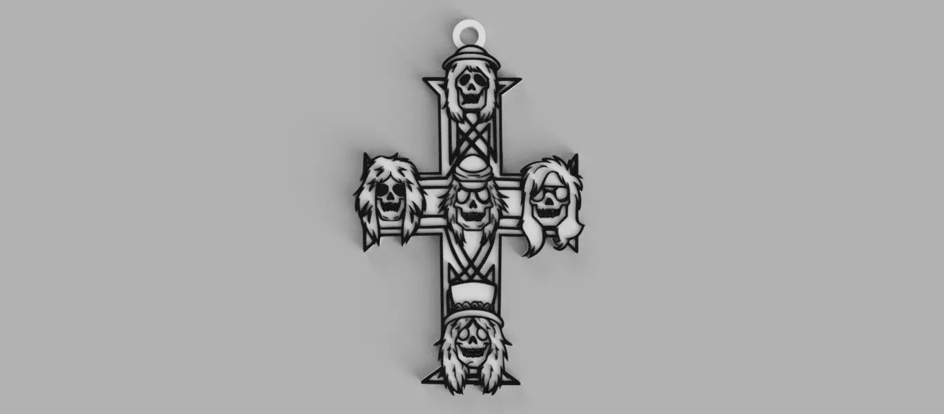 Guns and Roses Cruz Appetite for Destruction Logo keychain 3D print model