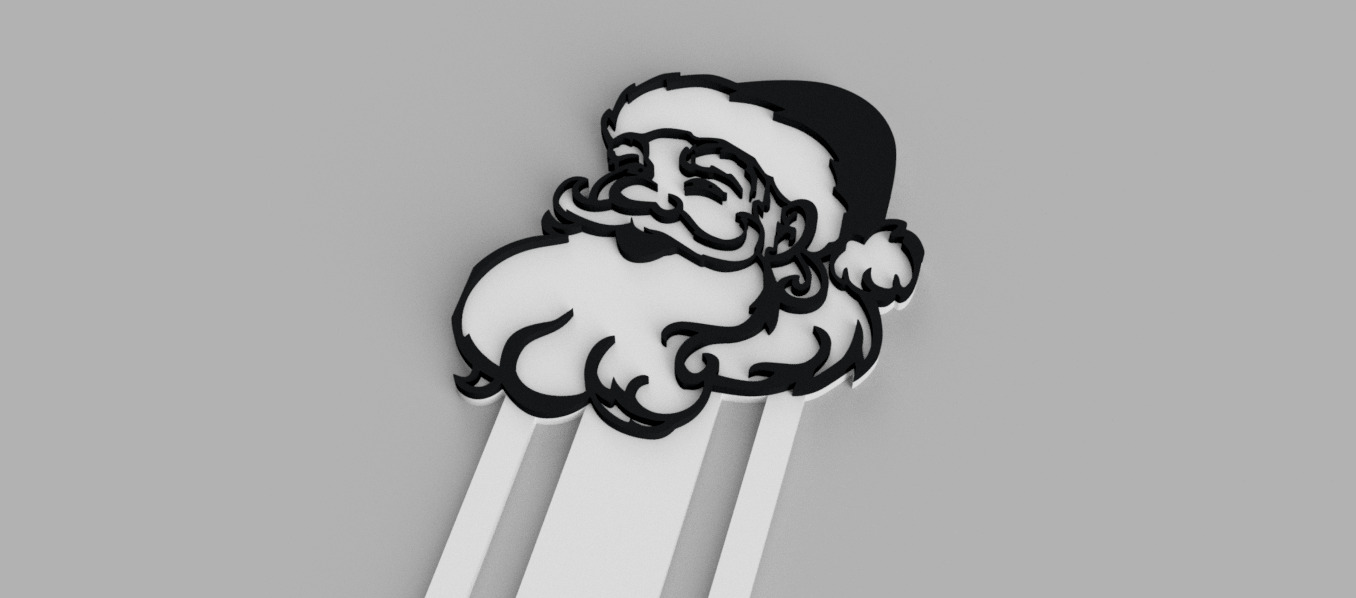 Santa Claus Christmas Head Bookmark 3D print model_1