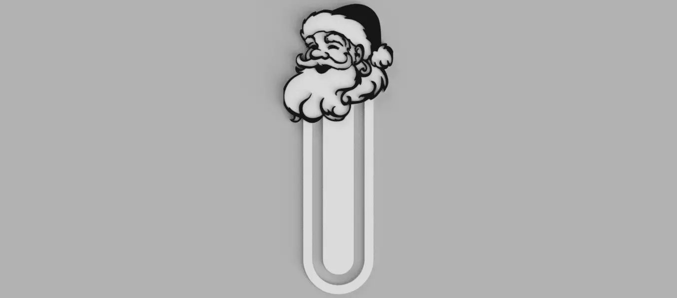 Santa Claus Christmas Head Bookmark 3D print model_0