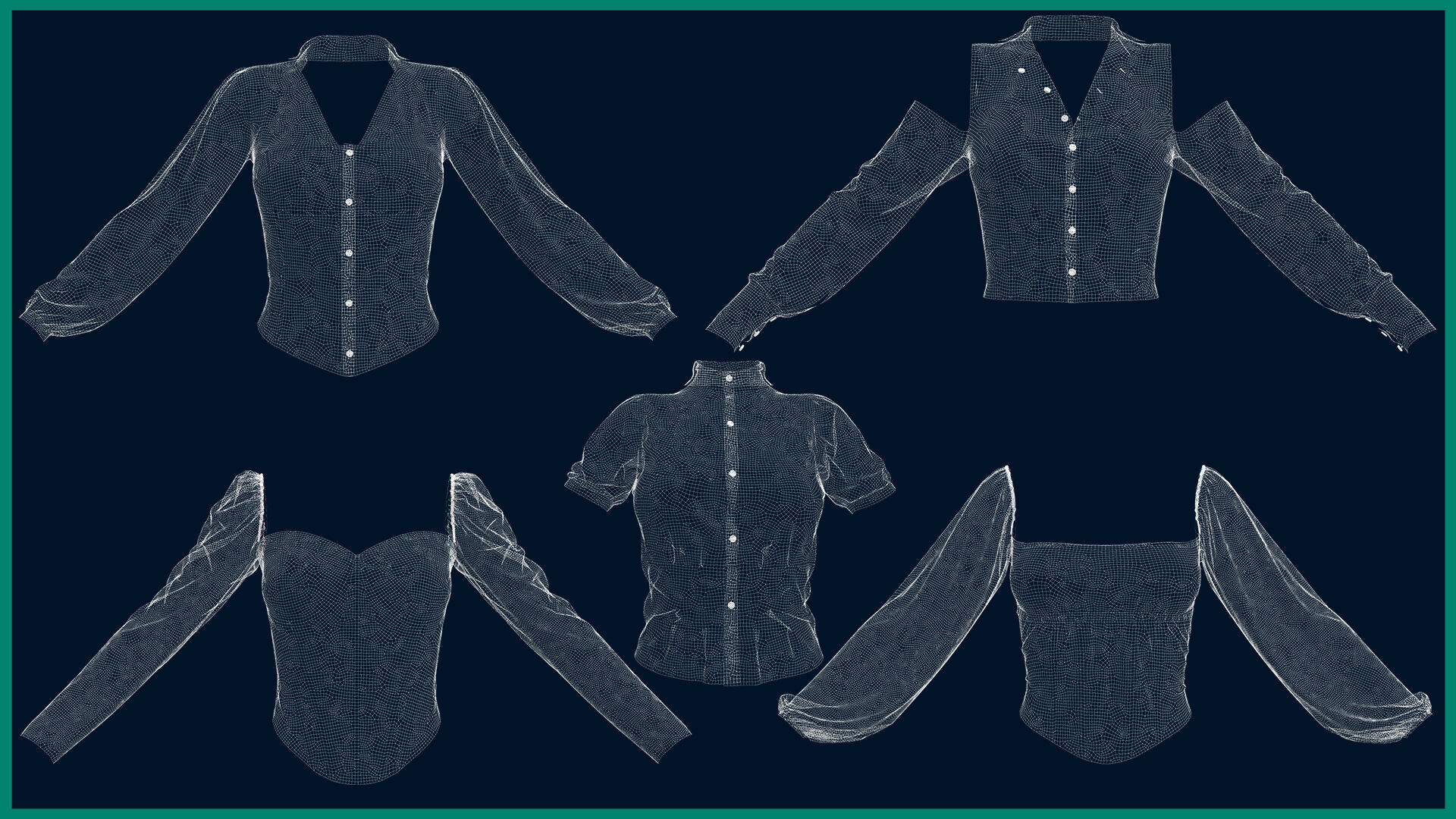 5 female blouse 3D model_7