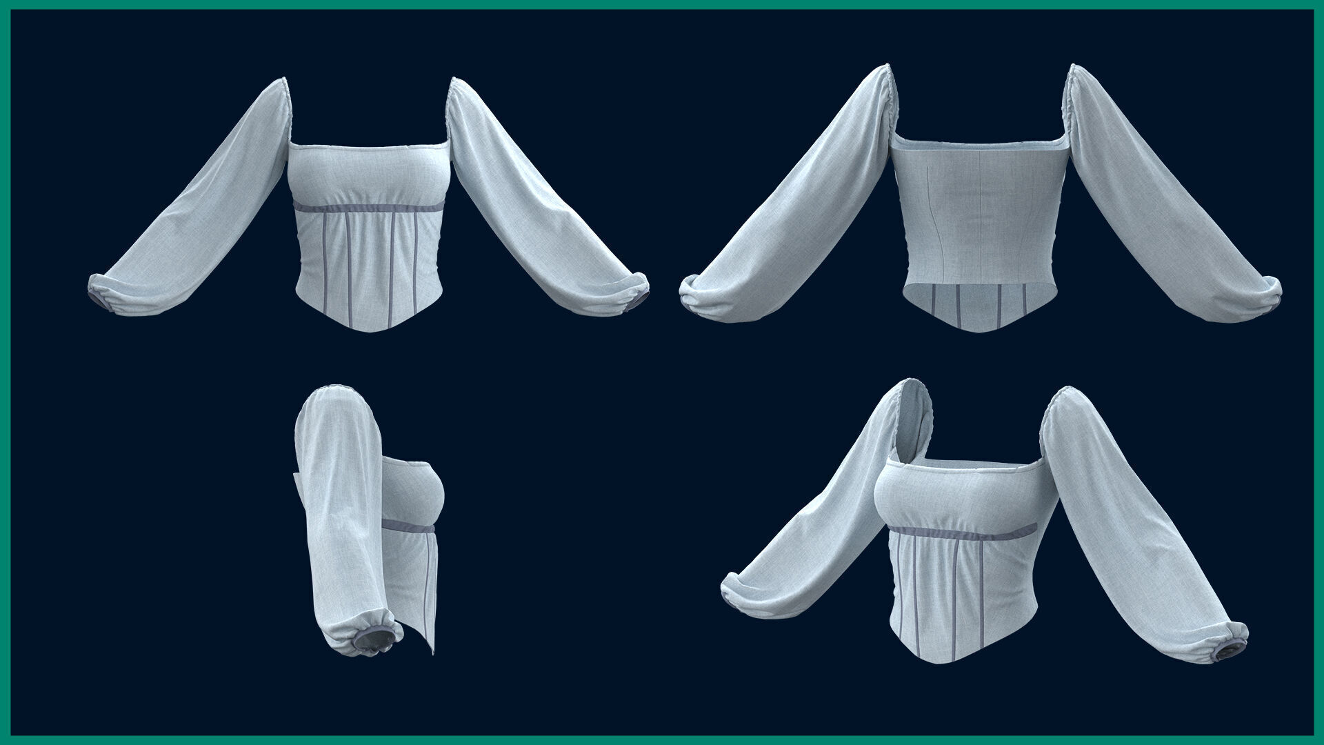 5 female blouse 3D model_5