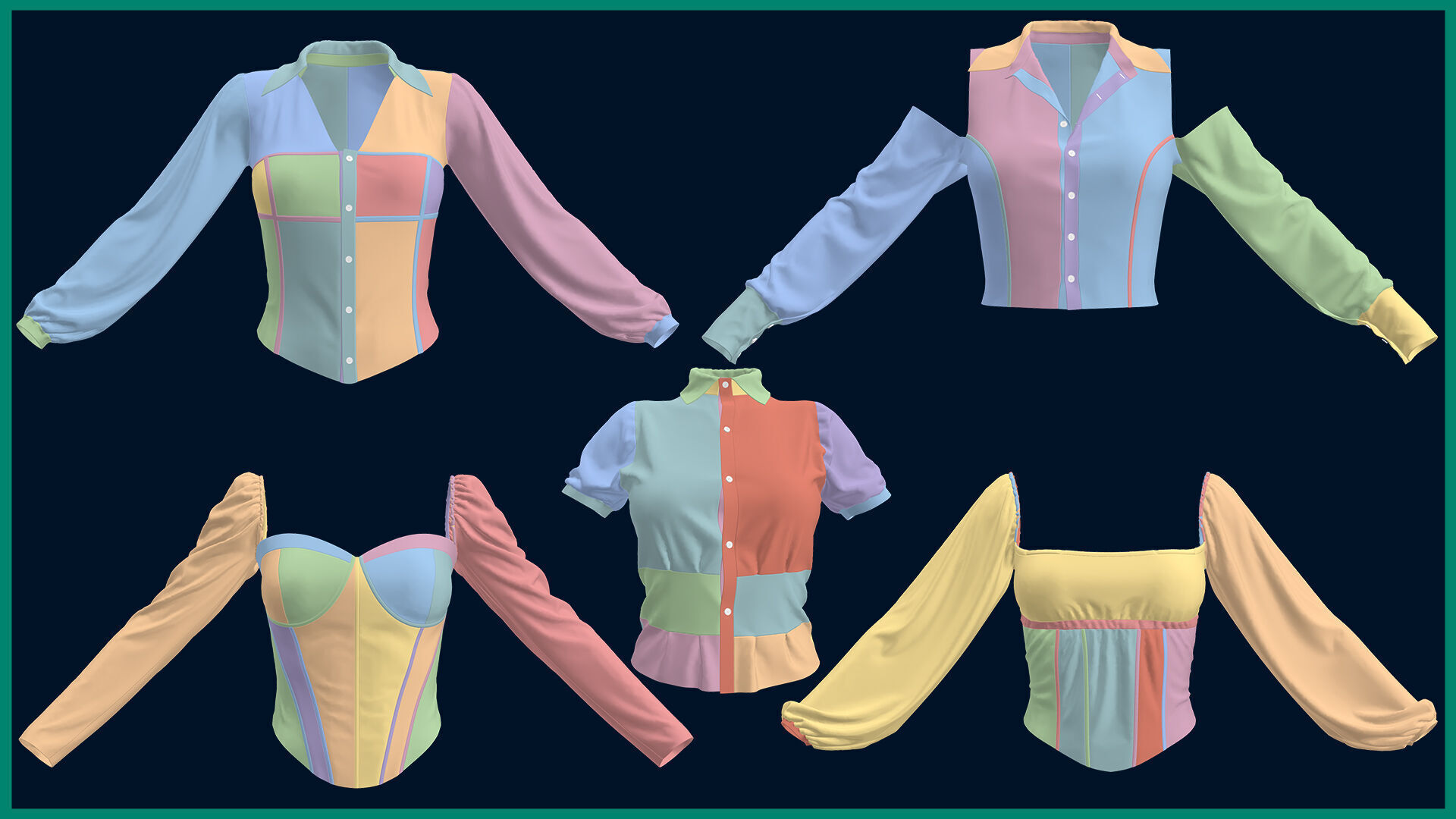 5 female blouse 3D model_8