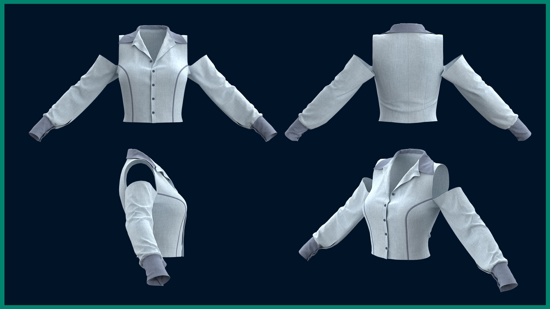 5 female blouse 3D model_3