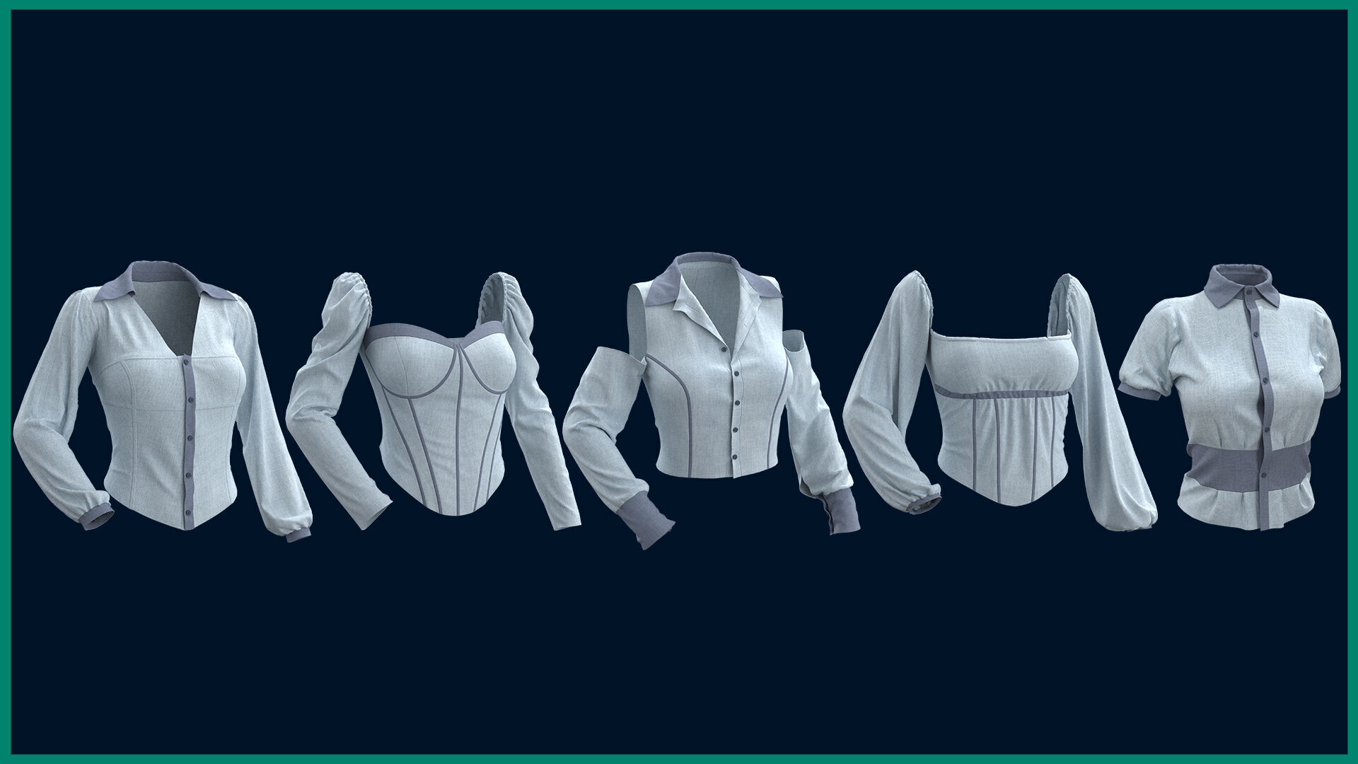 5 female blouse 3D model_6
