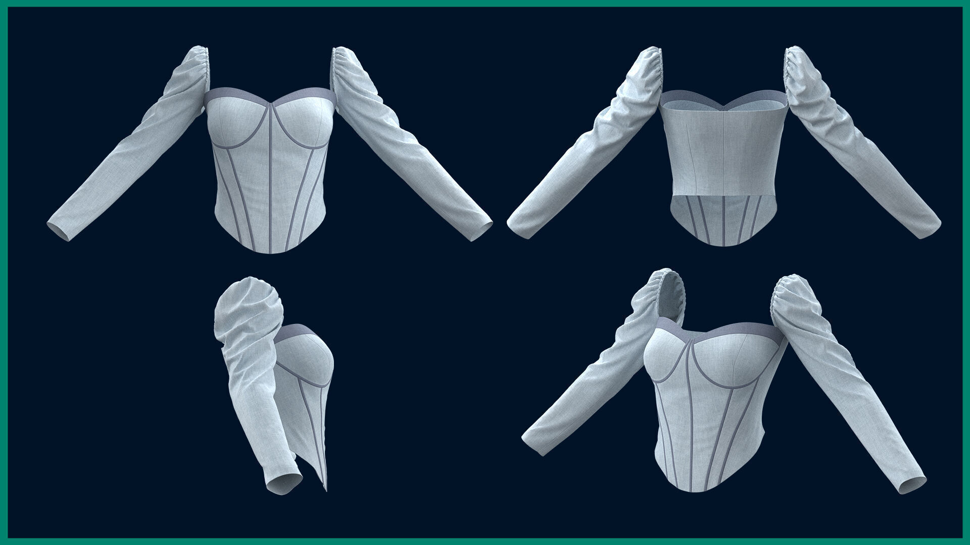 5 female blouse 3D model_2