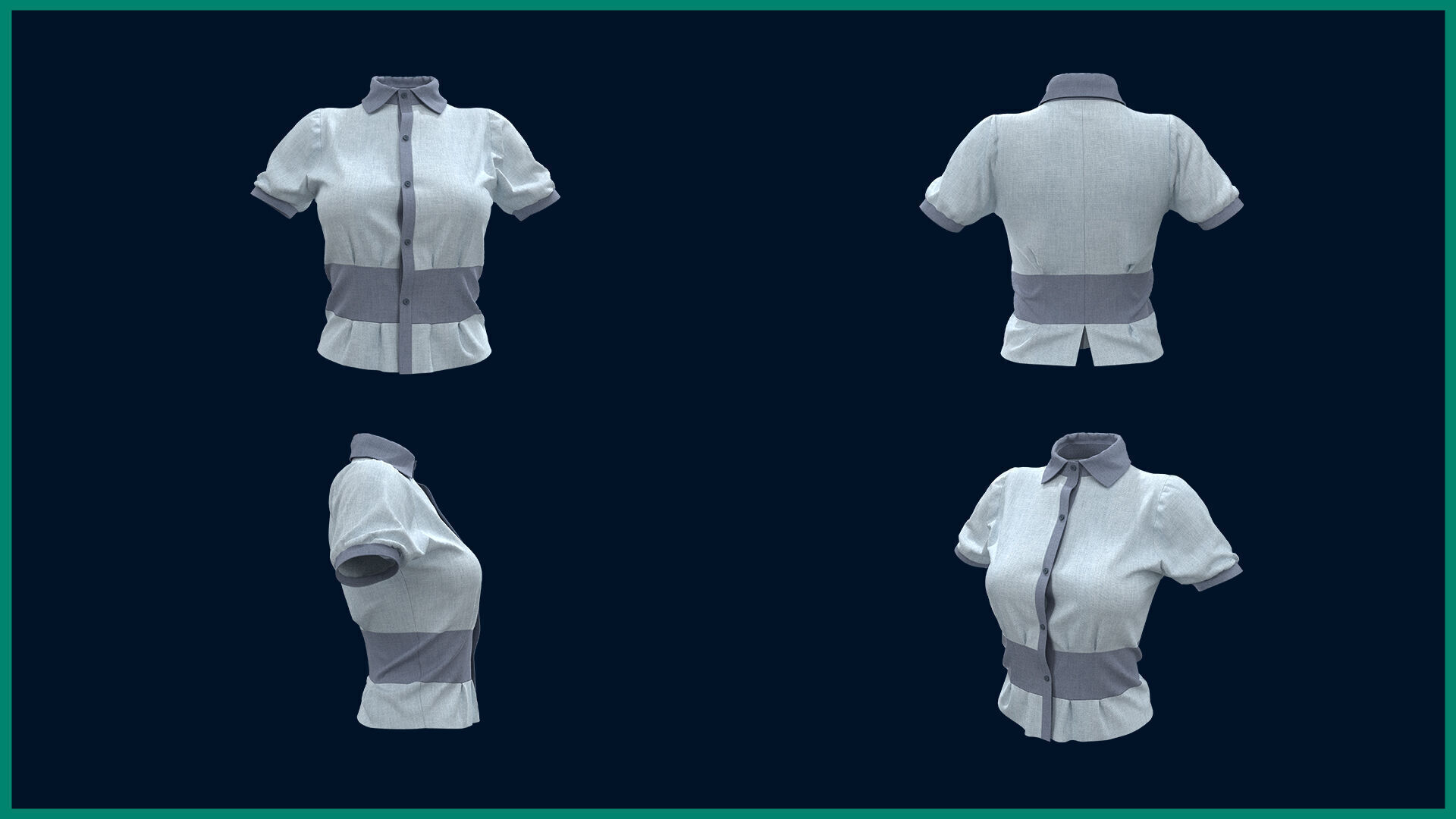 5 female blouse 3D model_4