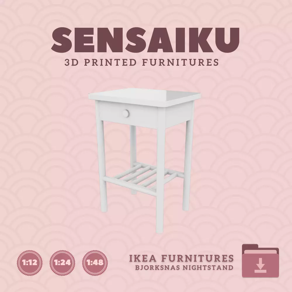 BJORKSNAS Nightstand for Miniature Dollhouse IKEA 3D Print 3D print model