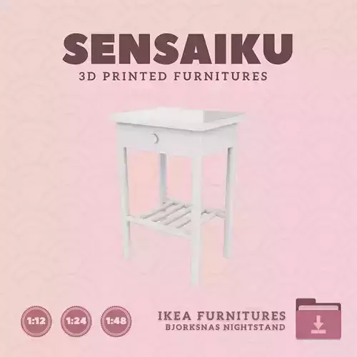 BJORKSNAS Nightstand for Miniature Dollhouse IKEA 3D Print