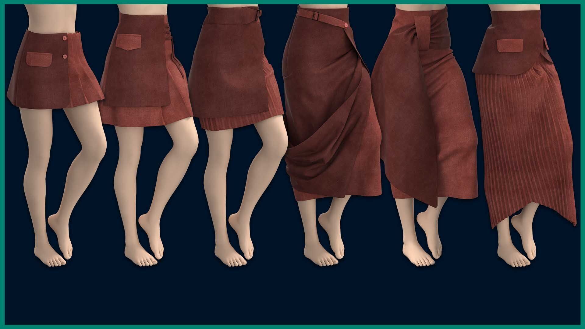 6 female classic skirt 3D model_6