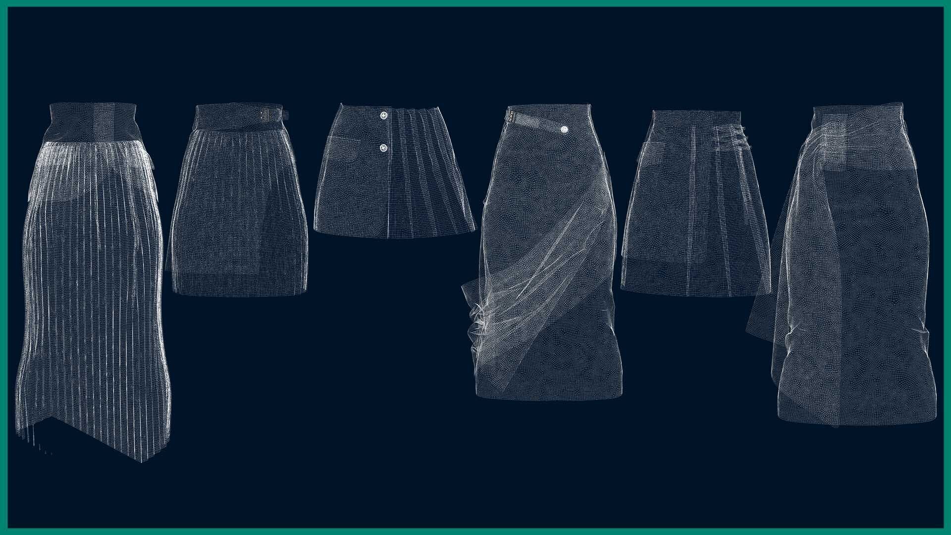 6 female classic skirt 3D model_8