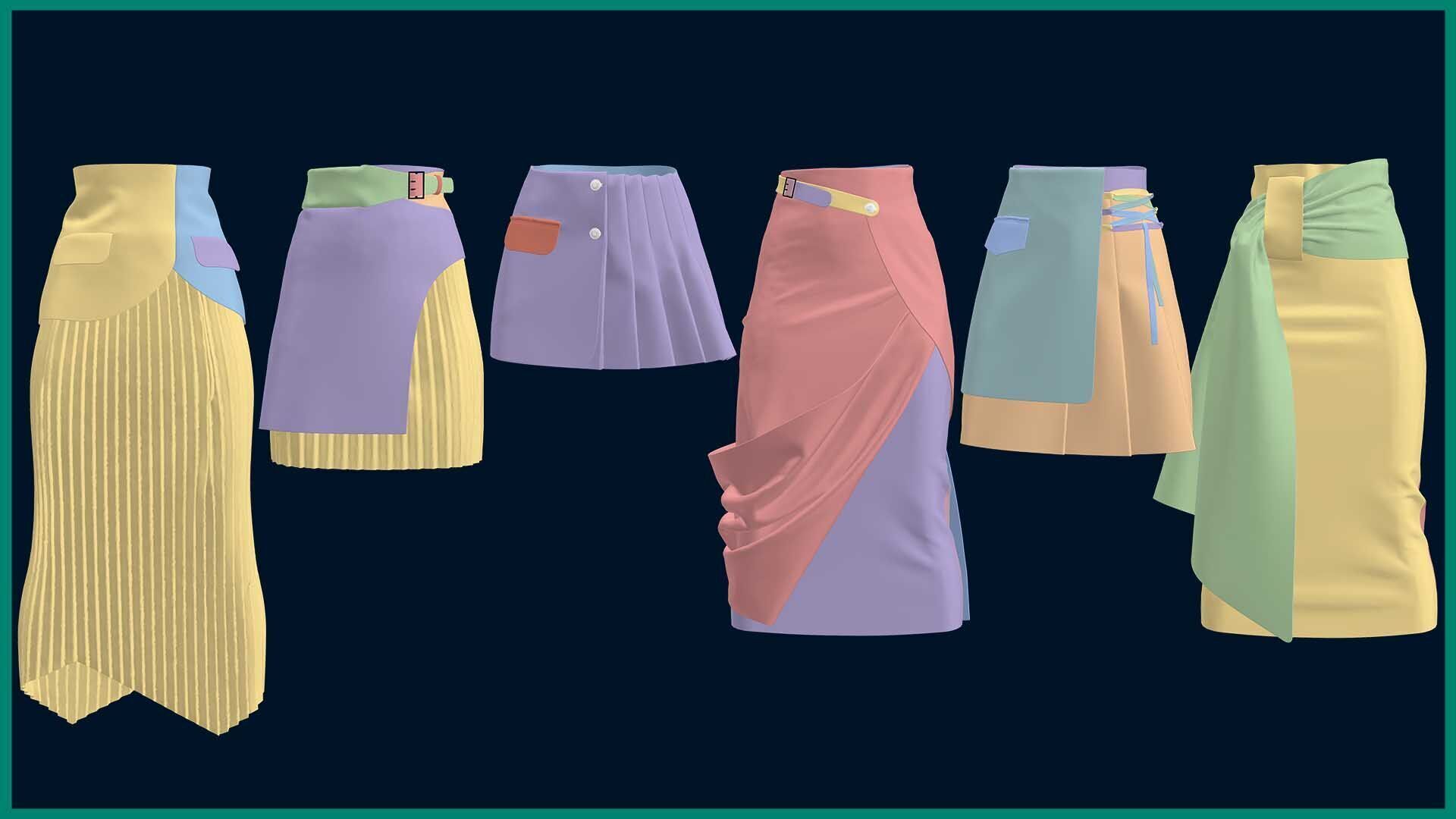 6 female classic skirt 3D model_7