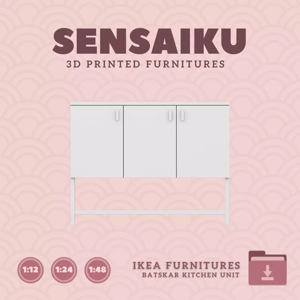 BATSKAR Closed Kitchen Unit for Mini Dollhouse IKEA 3D Print 3D print model
