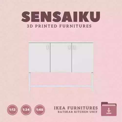 BATSKAR Closed Kitchen Unit for Mini Dollhouse IKEA 3D Print