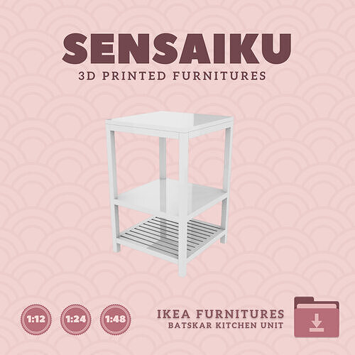 BATSKAR Open Kitchen Unit for Mini Dollhouse IKEA 3D Print 3D print model